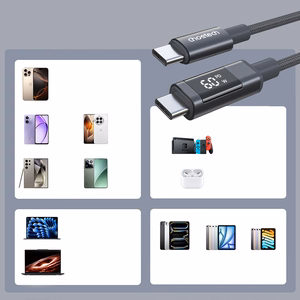 Choetech XCC-1068 PD 60W USB-C — USB-C кабель с дисплеем 1.2 m — чёрный