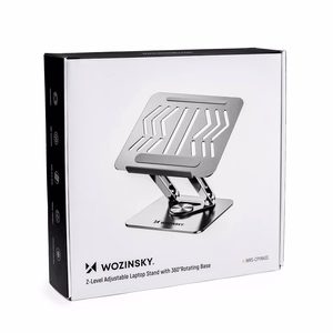 Wozinsky WRS-CPY84SS aliuminis nešiojamojo kompiuterio ir planšetės stovas + nemokamas išmaniojo telefono stovas - sidabrinis