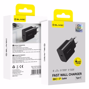 Blavec sieninis įkroviklis BC-7 GaN4 - Type C - PD QC 45W 3A (TCBC7G4-CB453A), juodas