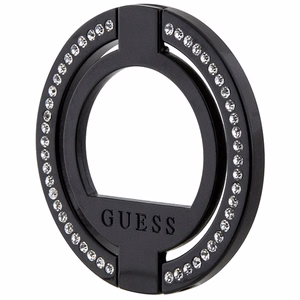 Guess MagSafe žiedinis stovas GUMRSALDGK juodas/juodas su brangakmeniais