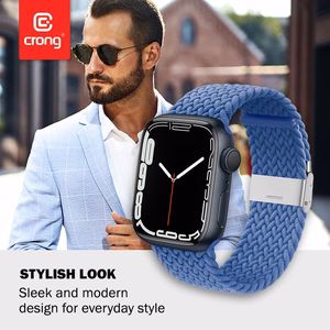 Плетёный ремешок Crong Wave Band для Apple Watch 44 / 45 / 46 / 49 мм, синий