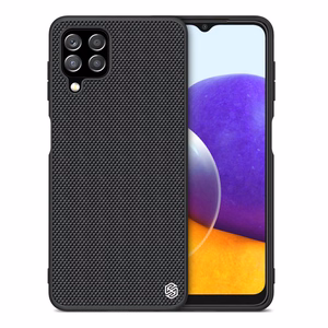 Nillkin Textured Case patvarus sustiprintas dėklas su geliniu rėmu ir nailono nugarėle Samsung Galaxy A22 4G juodas