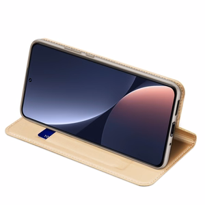 Dux Ducis Skin Pro dėklas telefonui Xiaomi 13 su kortelių laikikliu ir auksiniu stovu
