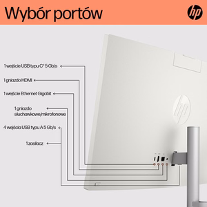 HP 24-cr0312nw AMD Ryzen™ 5 7520U 60,5 cm (23,8") 1920 × 1080 px All-in-One kompiuteris 16 GB LPDDR5-SDRAM 512 GB SSD Windows 11 Home Wi-Fi 6 (802.11ax) Baltas