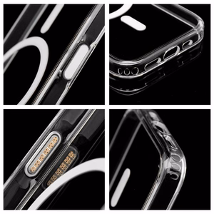 „Clear Mag Cover Elite STR“ dėklas, skirtas „iPhone 17 Pro Max / 18 Pro Max“, suderinamas su „MagSafe“, iš negelstančios medžiagos, su „Camera Control“ mygtuku – skaidrus