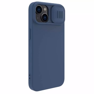 Nillkin CamShield Silky силиконовый чехол для iPhone 15 Plus тёмно-синий
