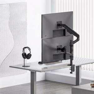Ergo Office ER-692 B – dvigubas dujinės spyruoklės monitorių laikiklis 17–32 col. ekranams, po 1–10 kg, matinis juodas