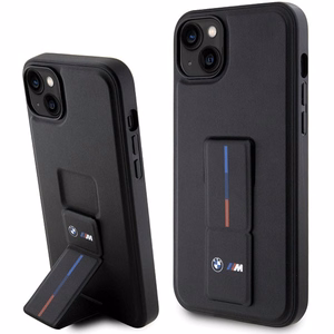 BMW Grip Stand Hot Stamp deklas, skirtas iPhone 14 Plus / 15 Plus - Juodas