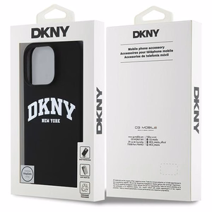 DKNY Silikoninis baltas spausdintas logotipas magnetinis dėklas iPhone 16 Pro Max - juodas