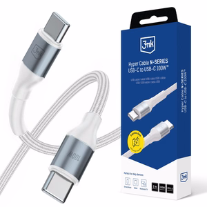 3mk Hyper Cable N-SERIES USB-C / USB-C 2m PD 3.0 QC 3.0 20V/5A 100W - белый
