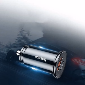 Baseus Circular Plastic QC 3.0 PD automobilinis įkroviklis 1x USB-C - USB jungtis 30W juodas