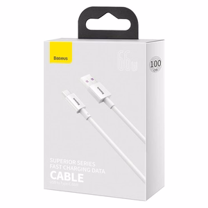 USB кабель Baseus Superior с USB на Type-C 66W 1.0м белый CATYS-02