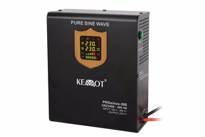 KEMOT PROsinus-500 sieninis rezervinis maitinimo šaltinis, grynos sinusoidės keitiklis su įkrovimo funkcija, 12 V/230 V, 500 VA/300 W
