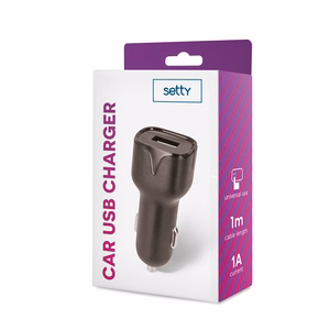 Setty automobilinis įkroviklis 1x USB 1A juodas