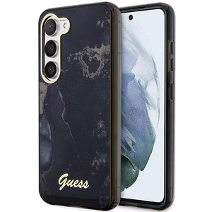 Guess GUHCS23SHTMRSK S23 S911 juodas/juodas kietas dėklas Golden Marble Collection