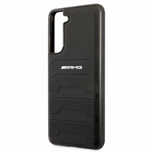 AMG Leather Debossed Lines kietas dėklas Samsung S21 FE G990 juodas