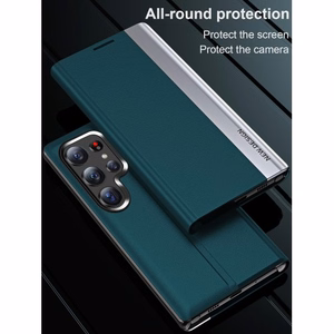 Sleep Case Pro atverčiamas dėklas su stovu, skirtas Samsung Galaxy S25 – žalias