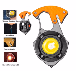 Mini žibintuvėlis LED raktų pakabukas W5143 Type C su 2 atsuktuvo antgaliais oranžinis