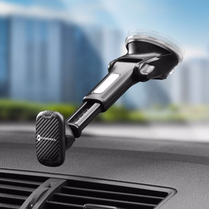 Automobilinis universalus telefono laikiklis Forcell (H-CT327) tvirtinamas ant stiklo, magnetinis juodas