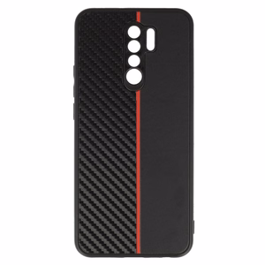 Tel Protect CARBON чехол для Xiaomi Redmi 9 чёрный с красной полосой