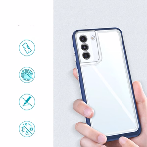 Skaidrus 3in1 dėklas Samsung Galaxy S22 + (S22 Plus) rėmelio gelis mėlynas