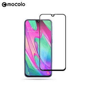 Mocolo 3D 9H Full Glue grūdintas apsauginis ekrano stiklas, skirtas Samsung Galaxy A40, juodu rėmeliu