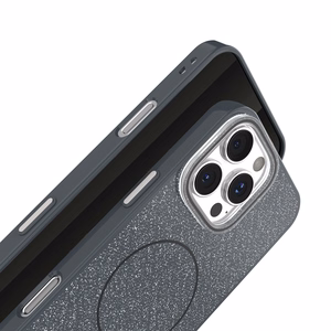 Glitter Thin Mag dėklas for iPhone 17 Pro 6,3" juodas