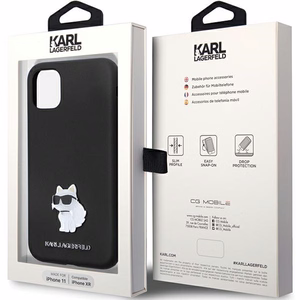 Karl Lagerfeld KLHCN61SMHCNPK dėklas telefonui iPhone 11 / Xr - juodas silikoninis C metalinis kaištis