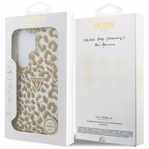 Guess чехол IML Leopard Print Triangle MagSafe для Samsung Galaxy S26 Ultra коричневый
