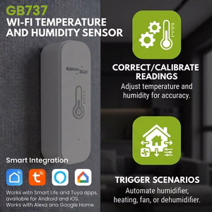 GreenBlue WiFi Temperature and Humidity Sensor, Android/iOS/Alexa/Google Home, 3.0V DC, LR03x2, GB737