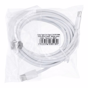 Кабель Type C to Type C PD QC3.0 3A 30W HD26 3 m белый