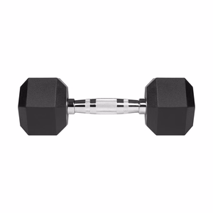 REBEL ACTIVE Rubber-coated cast iron dumbbells 2x5 kg