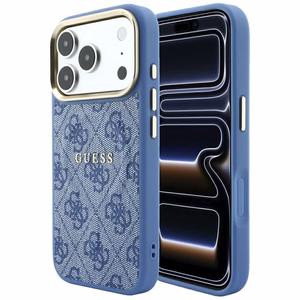 Чехол Guess Embossed 4G Classic MagSafe для iPhone 17 Pro Max / 18 Pro Max, синий
