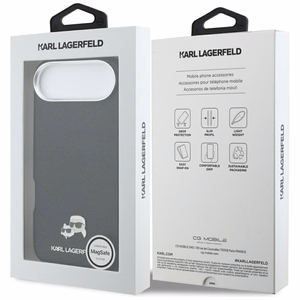 Karl Lagerfeld Karl & Choupette Head Pins Saffiano MagSafe Dėklas for iPhone Air - juodas