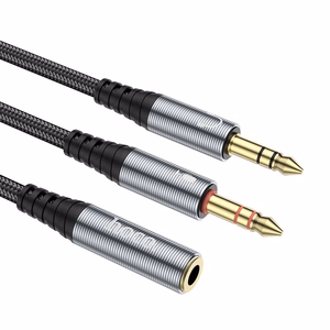 Laidas AUX 2in1 Jack 3,5 mm (motininė) į 2 x Jack 3,5 mm (tėvinė) Hoco 0,25 m UPA21 metalinis pilkas