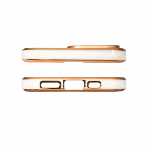 Lighting Color dėklas telefonui Samsung Galaxy A12 5G auksinis rėmelis gelinė apsauga balta