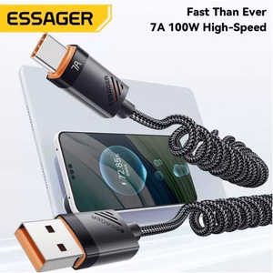 USB Кабель Essager "Chuan3" чёрный Type-C 180cm (до 7A)