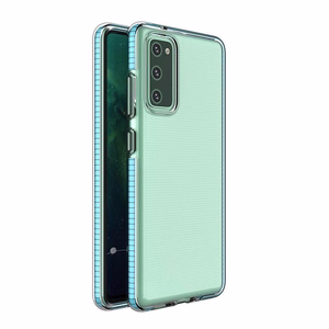 Spring Case прозрачный TPU гелевый защитный чехол с цветной рамкой для Samsung Galaxy A72 4G голубой