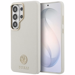Guess Rhinestone Round Logo MagSafe Чехол для Samsung Galaxy S26 Ultra - бежевый
