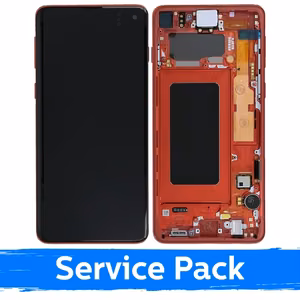 LCD Display Compatible With Samsung G973 S10 With Frame / Cardinal Red / (Service Pack)