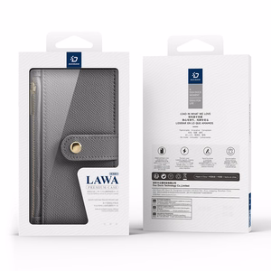 Dux Ducis Lawa iPhone 16 Pro odinis dėklas su nuimama magnetine pinigine - pilkas