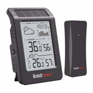 BALDRTHERM B0596WT2H2P-V1 saulės energija maitinama meteorologinė stotelė, juoda