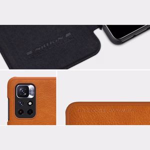 Nillkin Qin dėklas atverčiamas dėklas Xiaomi Redmi Note 11T 5G / 11S 5G / 11 5G (Kinija) / Poco M4 Pro 5G - juodas