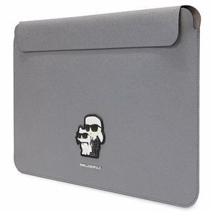 Karl Lagerfeld Saffiano Karl&Choupette dėklas 14" nešiojamam kompiuteriui - sidabrinis