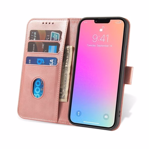 Magnet Case для Samsung Galaxy S23 Ultra чехол с флип-кошельком и подставкой розовый
