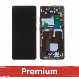 LCD Display Compatible With Samsung G998 S21 Ultra with Frame / Phantom Silver / OEM