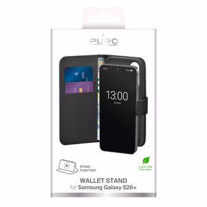 Puro Eco-Leather dėklas skirtas Samsung Galaxy S26 Plus su piniginėle - juodas