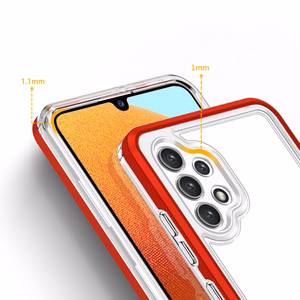 Clear 3in1 Case for Samsung Galaxy A32 5G Frame Gel Cover Red
