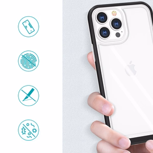 Skaidrus 3in1 dėklas iPhone 14 Pro silikoninis dangtelis su rėmeliu mėlynas