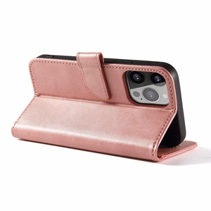 Magnet Case для Samsung Galaxy S23 Ultra чехол с флип-кошельком и подставкой розовый